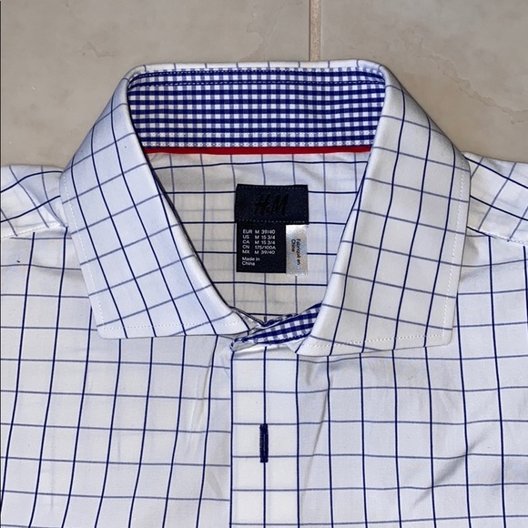 H&M Blue Square Check Dress Shirt - Picture 2 of 10